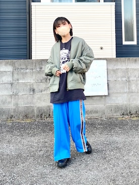「秋」｜「アイテム（MA-1）」を使った、sakuraさん（レディース・159cm）の秋コーディネート