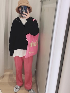 「ジップアップニット」｜「アイテム（スリッポン）」を使った、hiiibarさん（レディース・157cm）の秋コーディネート