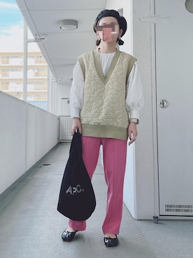 「A.P.C.（アーペーセー）のSAC SHOPPING REBOUND 20AC（トートバッグ）」を使った、hiiibarさん（レディース・157cm）の秋コーディネート
