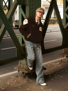 「アイテム（スタジャン）」を使った、Takeru.さん（メンズ・180cm・20代）の冬コーディネート