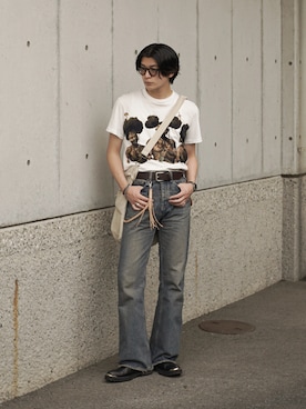 「アイテム（メッセンジャーバッグ、ホワイト系）」を使った、Takeru.さん（メンズ・179cm）の夏コーディネート