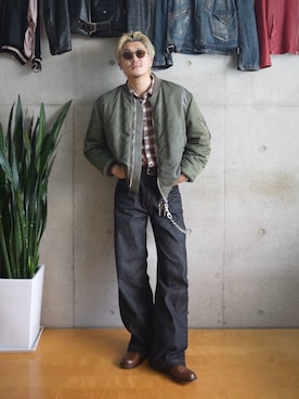 「アイテム（MA-1）」を使った、Takeru.さん（メンズ・180cm）の冬コーディネート