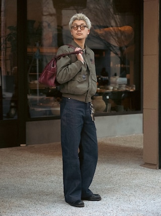 「AVIREX(アヴィレックス)の《AVIREX × PEANUTS》COTTON A-2 "FLYING ACE" / A-2 "フライングエース" / ピーナッツ / アヴィレックス(ブルゾン)」を使った、Takeru.さん(メンズ・180cm)の冬コーディネート