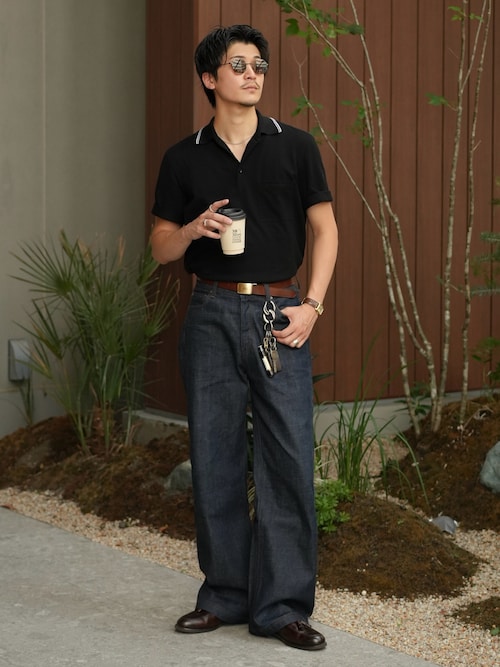 「LURAKU(ルラク)の【LURAKU】Semi-flared Rigid Denim / LURAKU セミフレアリジットデニム|SETUP対応(デニムパンツ)」を使った、Takeru.さん(メンズ・178cm)の夏コーディネート