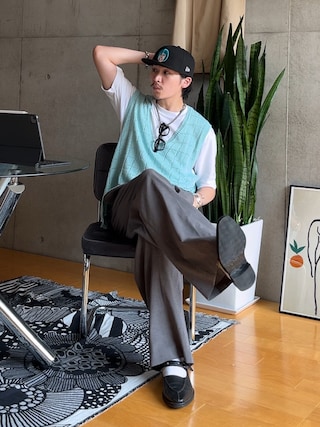 トップス dairiku 22aw knit vest black DAIRIKU - 【残り一点】Regular Polyester Vest | ACRMTSM