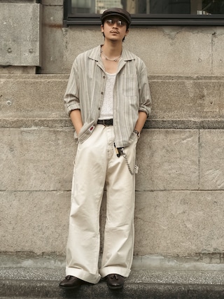 「Saturdays NYC（サタデーズ ニューヨークシティ ）のGabriel Cotton Mesh Tank（シャツ/ブラウス）」を使った、Takeru.さん（メンズ・178cm）の秋コーディネート