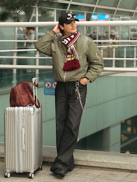 「アイテム（ボストンバッグ）」を使った、Takeru.さん（メンズ・180cm）の冬コーディネート