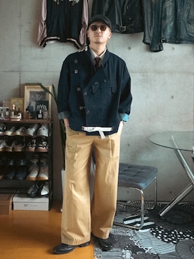 「アイテム（スリッポン）」を使った、Takeru.さん（メンズ・180cm）の秋コーディネート