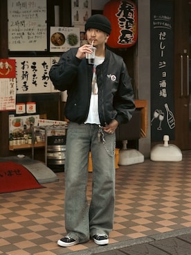 「アイテム（帽子）」を使った、Takeru.さん（メンズ・180cm）の冬コーディネート