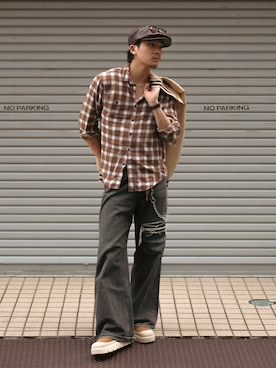 「アイテム（ハンチング/ベレー帽）」を使った、Takeru.さん（メンズ・180cm）の秋コーディネート