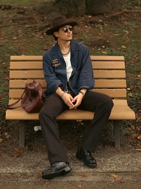「アイテム（ボストンバッグ）」を使った、Takeru.さん（メンズ・180cm）の秋コーディネート