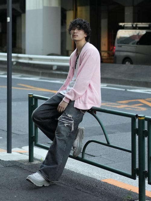 メンズ デニムパンツ ルーズフィット ストレート（デニムパンツ 