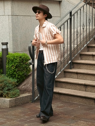 「Saturdays NYC(サタデーズ ニューヨークシティ )のGabriel Cotton Mesh Tank(シャツ/ブラウス)」を使った、Takeru.さん(メンズ・178cm)の夏コーディネート