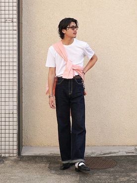 「たすき掛け」｜「アイテム（スリッポン）」を使った、Takeru.さん（メンズ・179cm）の夏コーディネート