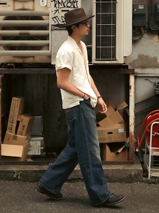 「Levi's(リーバイス)の2026SS Levi's/リーバイス THE SUNSET NO PKT CAMP SHIRT 総柄 無地 オープンカラーシャツ(シャツ/ブラウス)」を使った、Takeru.さん(メンズ・178cm)の夏コーディネート