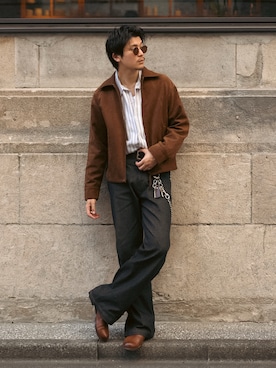 「LURAKU（ルラク）の【LURAKU】Semi-flared Rigid Denim / LURAKU セミフレアリジットデニム（デニムパンツ）」を使った、Takeru.さん（メンズ・180cm）の秋コーディネート