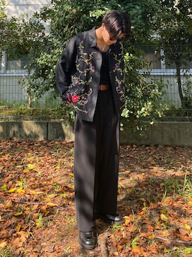 「Perushu（ペルーシュ）のアイテム（スラックス）」を使った、Takeru.さん（メンズ・176cm）の秋コーディネート