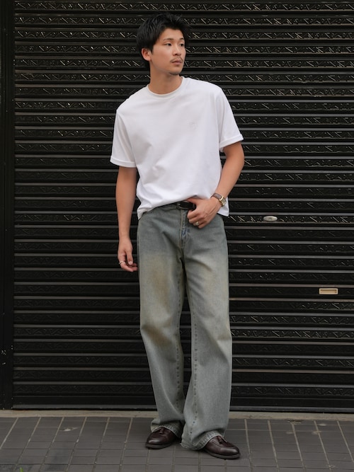 「LURAKU（ルラク）の【LURAKU】Semi-flared washed denim - セミフレアウォッシュデニム（デニムパンツ）」を使った、Takeru.さん（メンズ・178cm）の夏コーディネート
