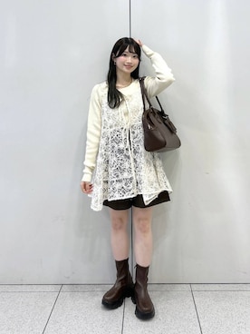 「アイテム（ボストンバッグ）」を使った、Chihiroさん（レディース・149cm）の秋コーディネート