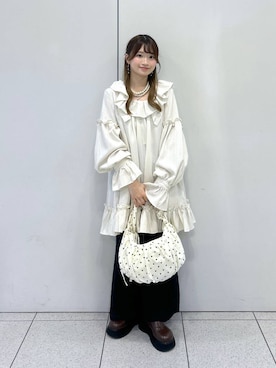 「LOWRYS FARM（ローリーズファーム）のパールタレンネックレス　249411（ネックレス）」を使った、Chihiroさん（レディース・149cm・20代）の夏コーディネート