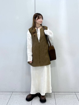 「LOWRYS FARM（ローリーズファーム）のアイテム（ベスト）」を使った、Chihiroさん（レディース・149cm）の秋コーディネート