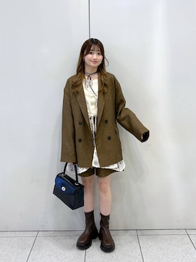 「アイテム（テーラードジャケット）」を使った、Chihiroさん（レディース・149cm）の秋コーディネート