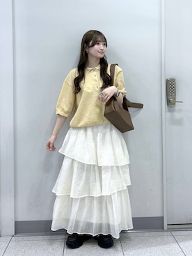 「LOWRYS FARM（ローリーズファーム）のボリュームローファー　634544（ローファー、ブラウン系）」を使った、Chihiroさん（レディース・149cm）の春コーディネート
