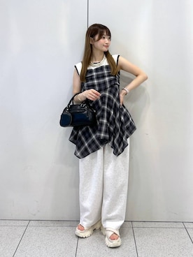 「アイテム（タンクトップ）」を使った、Chihiroさん（レディース・149cm）の夏コーディネート