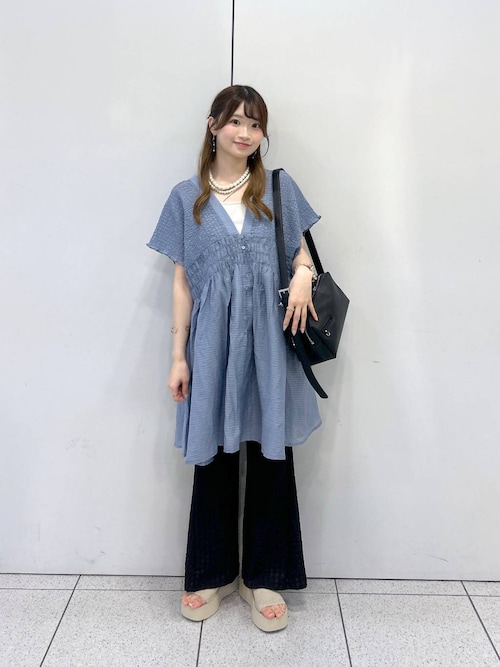 シャーリングチュニックフレンチスリーブ 581468（シャツ