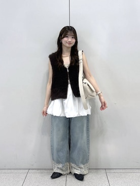 「LOWRYS FARM（ローリーズファーム）のアイテム（ベスト）」を使った、Chihiroさん（レディース・149cm）の秋コーディネート