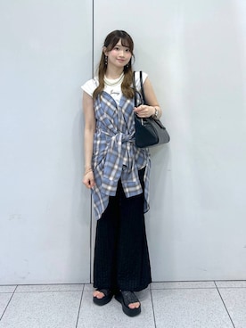 「LOWRYS FARM（ローリーズファーム）のパールタレンネックレス　249411（ネックレス）」を使った、Chihiroさん（レディース・149cm・20代）の秋コーディネート