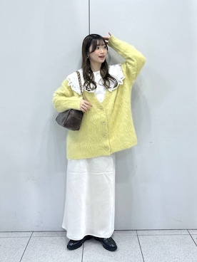 「LOWRYS FARM（ローリーズファーム）のシャギーロングＶカーディガン　595935（カーディガン/ボレロ）」を使った、Chihiroさん（レディース・149cm）の秋コーディネート