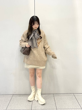 「LOWRYS FARM（ローリーズファーム）のビックボウタイチェックシャツ  573050（シャツ/ブラウス）」を使った、Chihiroさん（レディース・149cm）の秋コーディネート