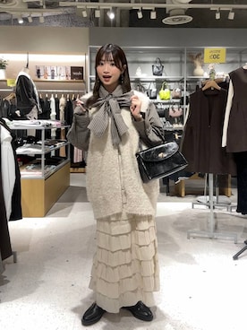 「LOWRYS FARM（ローリーズファーム）のアイテム（ベスト）」を使った、Chihiroさん（レディース・149cm）の秋コーディネート