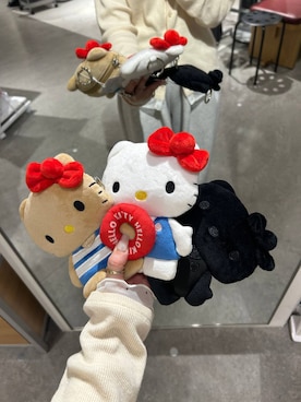 「Me%（ミィパーセント）の【HELLO KITTY】ポーチ付きエコバッグ　631397（エコバッグ/サブバッグ、レッド系）」を使った、Chihiroさん（レディース・149cm）の冬コーディネート