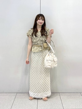 「LOWRYS FARM（ローリーズファーム）のアイテム（ベルト）」を使った、Chihiroさん（レディース・149cm）の夏コーディネート