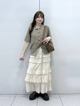 「LOWRYS FARM（ローリーズファーム）のボリュームローファー　634544（ローファー、ブラウン系）」を使った、Chihiroさん（レディース・149cm）の春コーディネート