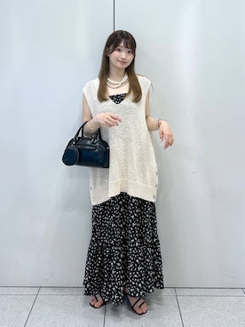 「LOWRYS FARM（ローリーズファーム）のパールタレンネックレス　249411（ネックレス）」を使った、Chihiroさん（レディース・149cm・20代）の夏コーディネート