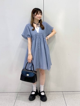「アイテム（ボストンバッグ）」を使った、Chihiroさん（レディース・149cm）の夏コーディネート
