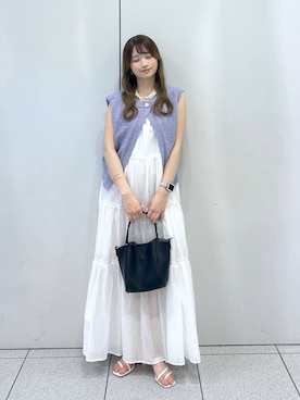 「LOWRYS FARM（ローリーズファーム）のパールタレンネックレス　249411（ネックレス）」を使った、Chihiroさん（レディース・149cm・20代）の夏コーディネート