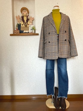 「LOWRYS FARM（ローリーズファーム）のストレッチヒールブーツ　851418（ブーツ）」を使った、ぼうし と めがねさん（レディース・158cm）の冬コーディネート