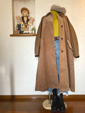 「Ungrid（アングリッド）のアイテム（ステンカラーコート）」を使った、ぼうし と めがねさん（レディース・158cm）の冬コーディネート
