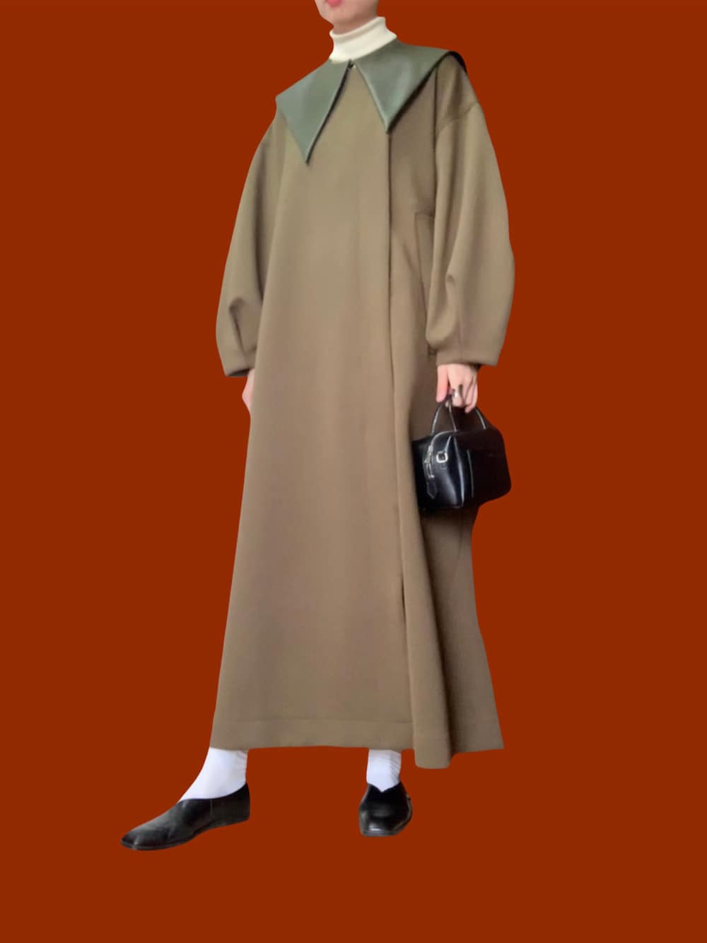 美品 ペルナ perna アウターボリューム袖ロングコートＬ PERNA（ペルナ）の「ボリューム袖ロングコート（その他アウター