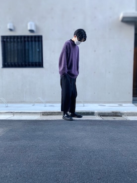 カーディガン ボレロを使った 紫コーデ のメンズ人気ファッションコーディネート Wear