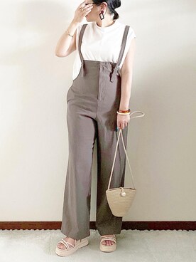 「sakishimatokyo（サキシマトーキョー）のアイテム（オールインワン・サロペット）」を使った、naoさん（レディース・156cm）の夏コーディネート