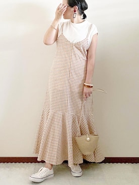 「REAL CUBE（リアルキューブ）のアイテム（アクセサリー）」を使った、naoさん（レディース・156cm）の夏コーディネート