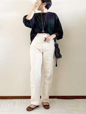 「ap retro（アプレトロ）のストレートデニムパンツ【ZOZO限定アイテム】（デニムパンツ）」を使った、naoさん（レディース・156cm）の夏コーディネート