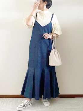 「アイテム（バングル/リストバンド、ブラウン系）」を使った、naoさん（レディース・156cm）の夏コーディネート
