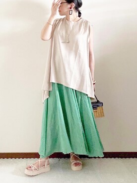 「REAL CUBE（リアルキューブ）のアイテム（アクセサリー）」を使った、naoさん（レディース・156cm）の夏コーディネート