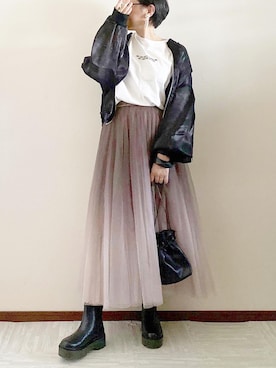 「ap retro（アプレトロ）のアイテム（ブルゾン）」を使った、naoさん（レディース・156cm）の秋コーディネート